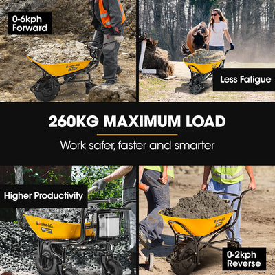 NNEDSZ Baumr-AG 40V Battery Powered Wheelbarrow Motorised Electric, 100L Bucket Volume, 3 Wheel, 260KG, Lifting Bucket