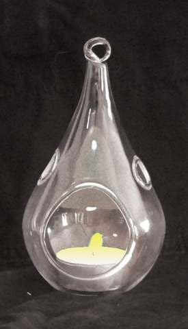 NNEDSZ 10 Pack of Hanging Clear Glass Tealight Candle Holder Tear Drop Pear Shape - 12cm High - Terrarium Plant Mini Garden Holder Decor