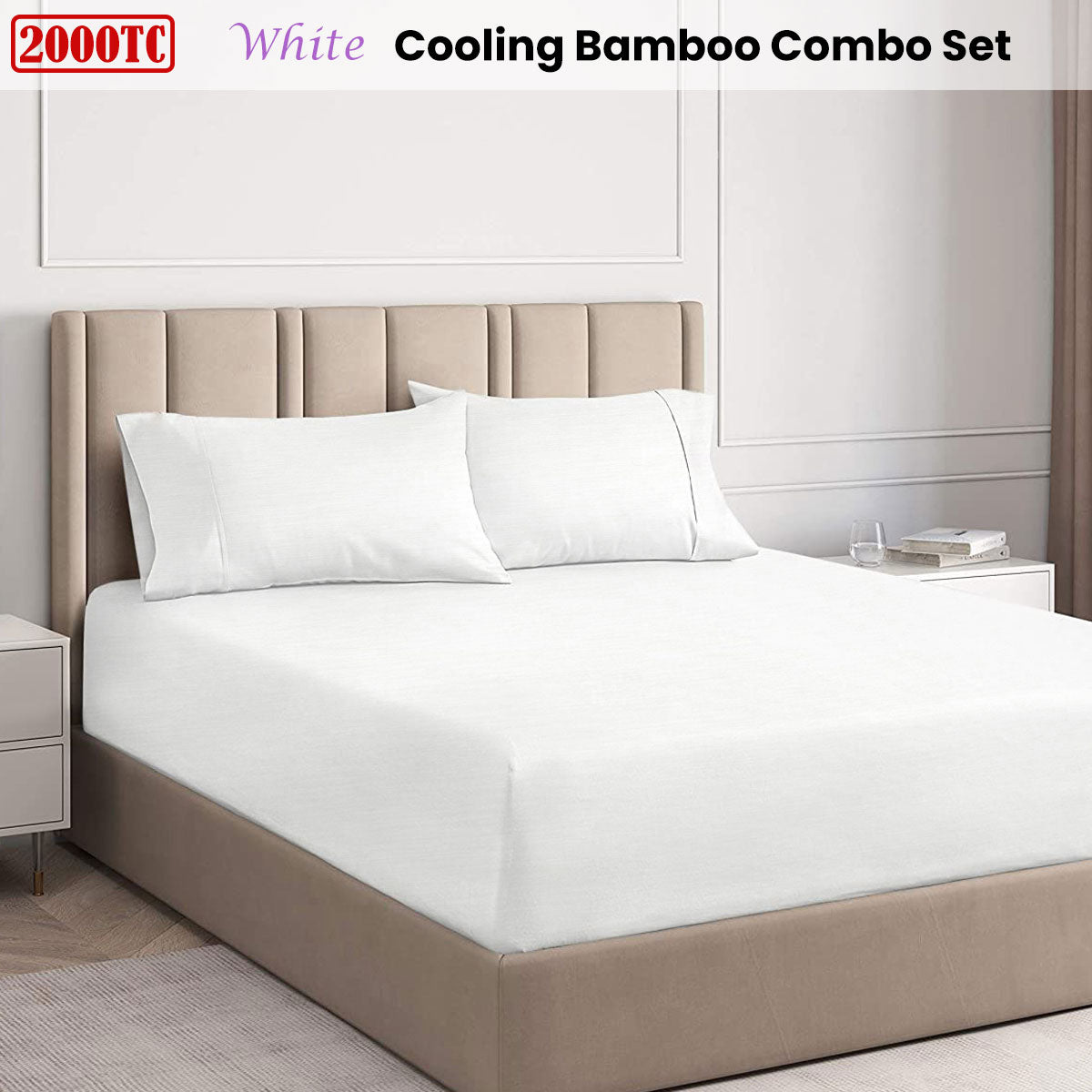 NNEDSZ Ramesses White 2000TC Cooling Bamboo Combo Set Queen