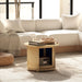 Table basse ronde table de salon en bambou avec rangement caché et porte coulissante, dim. Ø 60 x 45H cm, bois naturel Aosom