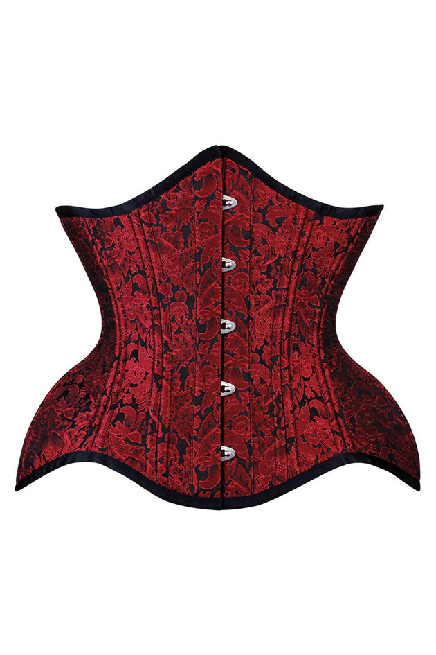 IVY Curvy Underbust Waist-Training Corset - Maroon Brocade Luxe Noir