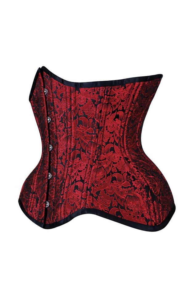 IVY Curvy Underbust Waist-Training Corset - Maroon Brocade Luxe Noir