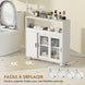 Meuble de Salle de Bain sur Roulettes, Portes en Verre Trempé, Compartiment Ouvert, Étagère Réglable, 71x20x70cm, Blanc Aosom
