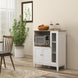 Meuble armoire micro-ondes pour cuisine avec 1 niche, 3 portes passe-câbles 80 x 35 x 97 cm blanc et aspect bois Aosom