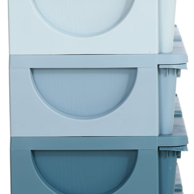 Organisateur de jouets pour enfants à 3 niveaux avec 6 tiroirs, boîtes de rangement en plastique, 75x37x56,5cm, bleu