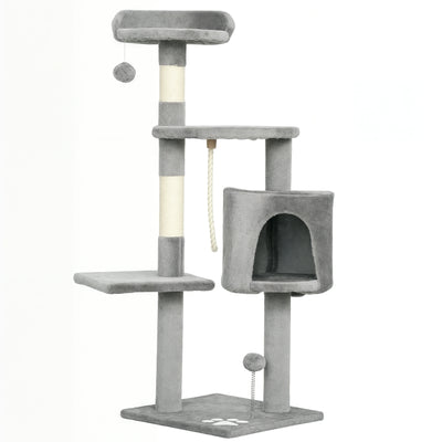 Arbre à chats multi-équipements griffoirs grattoirs plateformes niche corde jouets 40 x 40 x 114 cm gris