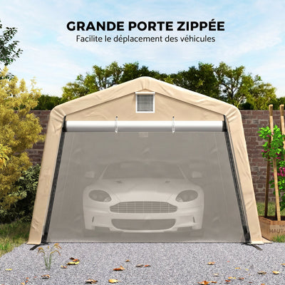 Tente garage carport dim. 6,2L x 3,3l x 2,4H m acier galvanisé robuste PE haute densité 150 g/m² imperméable anti-UV
