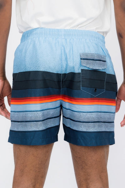Blue Stripes Swim Shorts