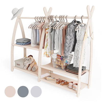 MAMOI® Armadio per Bambini in Legno 95x106x32cm / 53x95x32cm | Appendiabiti bambini da terra | Porta abiti | Guarderoba bambini per la cameretta | Armadio montessori | 100% ECO | Prodotto nell'UE