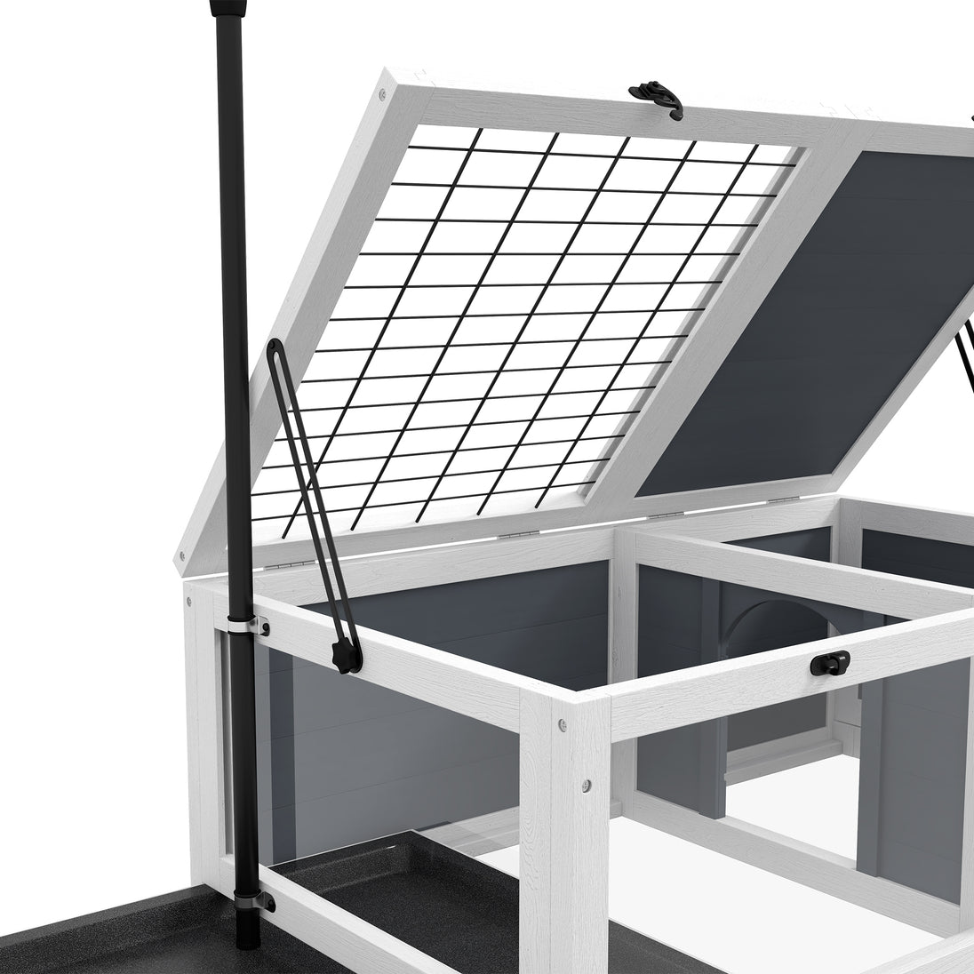 Maison enclos cage pour petit animal tortue avec 2 espaces support de lampe réglable 81 x 48 x 31,5 cm gris Aosom