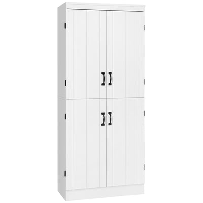 Armoire de cuisine buffet de salle à manger avec 4 portes 6 étagères de rangement style moderne 76 x 40 x 177 cm blanc
