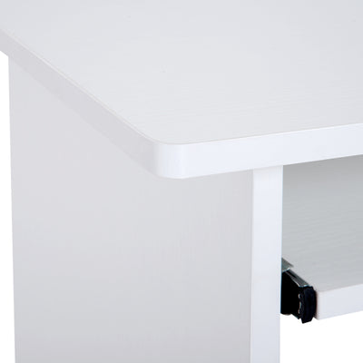 Bureau d'ordinateur, bureau avec rangement, plateau pour clavier et support de moniteur, 80 x 45 x 75 cm, blanc