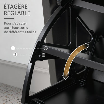 Ensembles 3 en 1 de meuble d'entrée vestiaire avec panneau porte-manteau, miroir et banc à chaussures noir