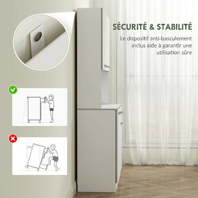 Buffet de cuisine armoire de cuisine contemporaine multi-rangements 6 portes 1 tiroir + grand plateau