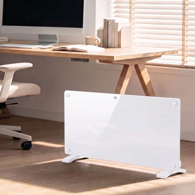 Radiateur Électrique Connecté WiFi 2000 W, Chauffage Convecteur Sur Pied ou Mural, Télécommande, Écran LED, 15-22m² Aosom