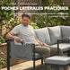 Salon de Jardin Canapé d'Angle Extérieur 6 Pièces Coussins 10cm Table Haute et 2 Repose-pieds Gris Aosom