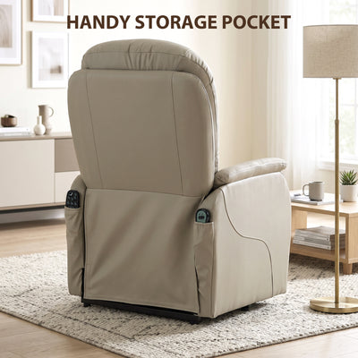 Fauteuil Releveur Électrique Massage Vibration et Chaleur, Fauteuil Relax Électrique en PU, Dossier Inclinable, Gris