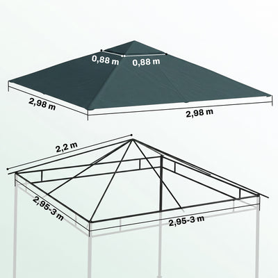 Toile de rechange pour pavillon tonnelle tente toit de remplacement gazebo de jardin tissu polyester 180 g/m²