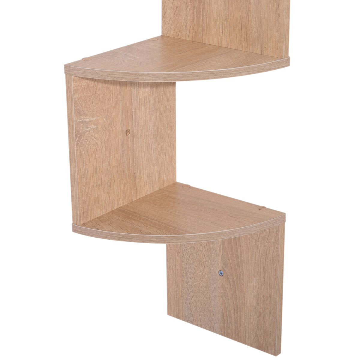 Étagère d'angle Murale de Rangement Forme Zigzag 20L x 20l x 126H cm 5 Niveaux Bois chêne Clair