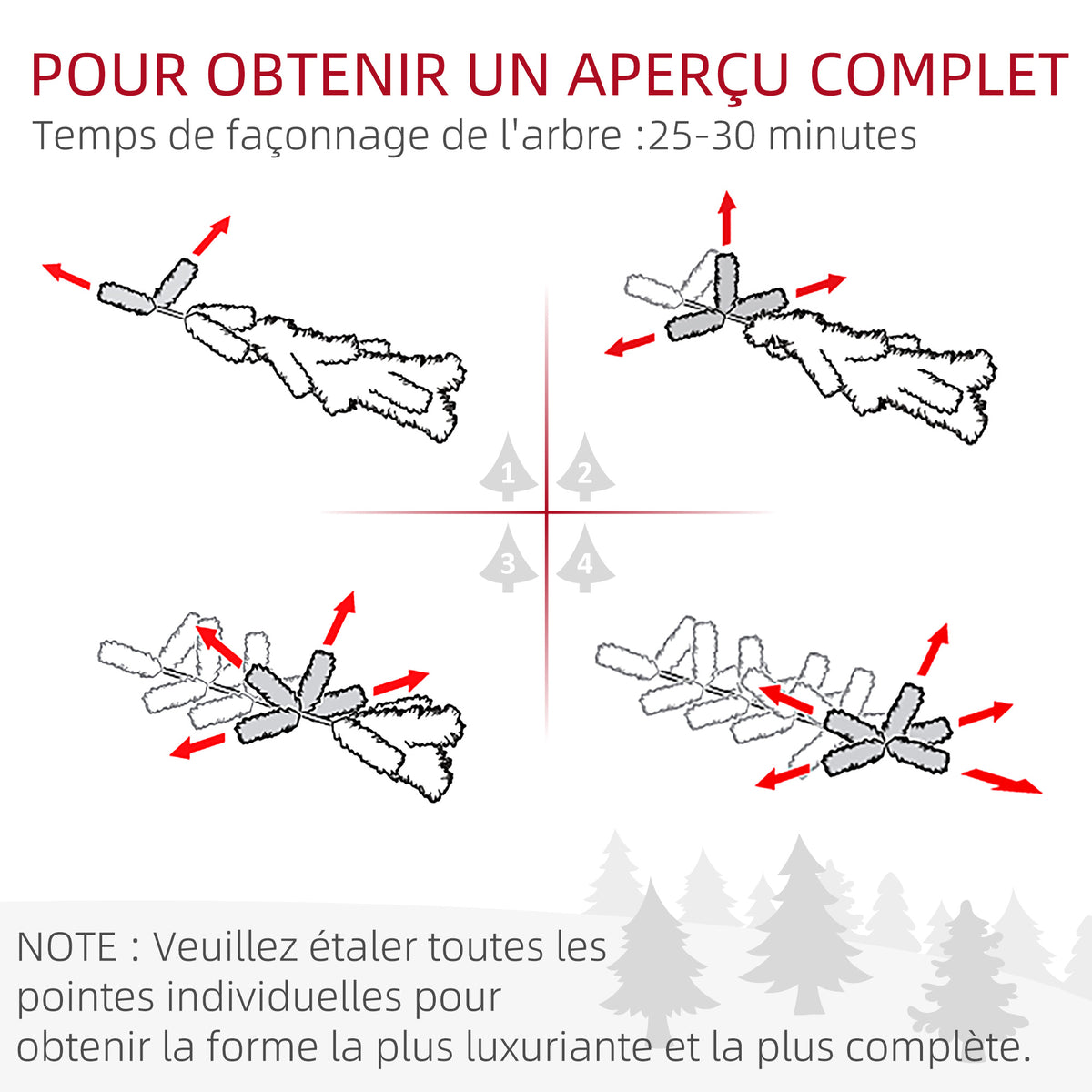 Sapin de Noël artificiel 180 cm Arbre de Noël avec support en métal 1489 branches enneigées, pommes de pin, vert