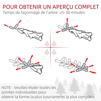 Sapin de Noël artificiel 180 cm Arbre de Noël avec support en métal 1489 branches enneigées, pommes de pin, vert