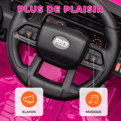 Voiture électrique enfant 4x4 télécommande 2,4Ghz, 2 moteurs 12 V, vitesse réglable, musique, klaxon, lumières LED, noir