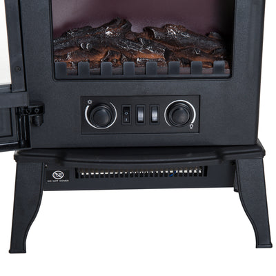 Cheminée électrique sur pied 1000/2000 W, fausse cheminée décorative avec effet flamme LED, protection contre la surchauffe, zone de couverture 15-30 m², noir