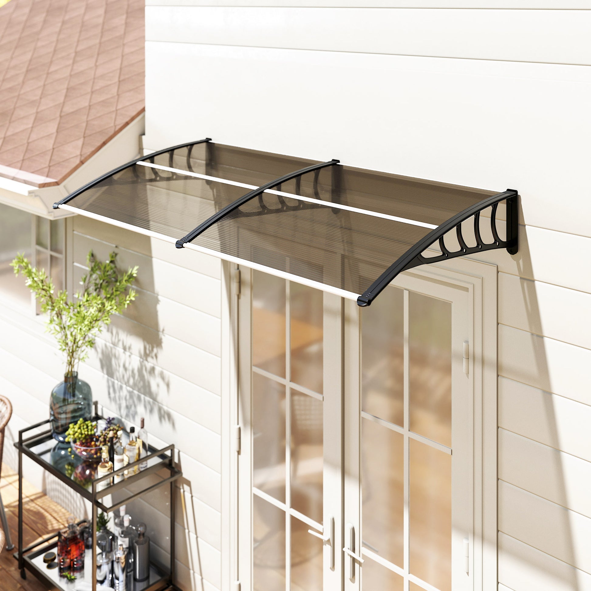 Auvent de porte toit marquise en polycarbonate auvent de porte d'entrée bord en aluminium contre la pluie et UV