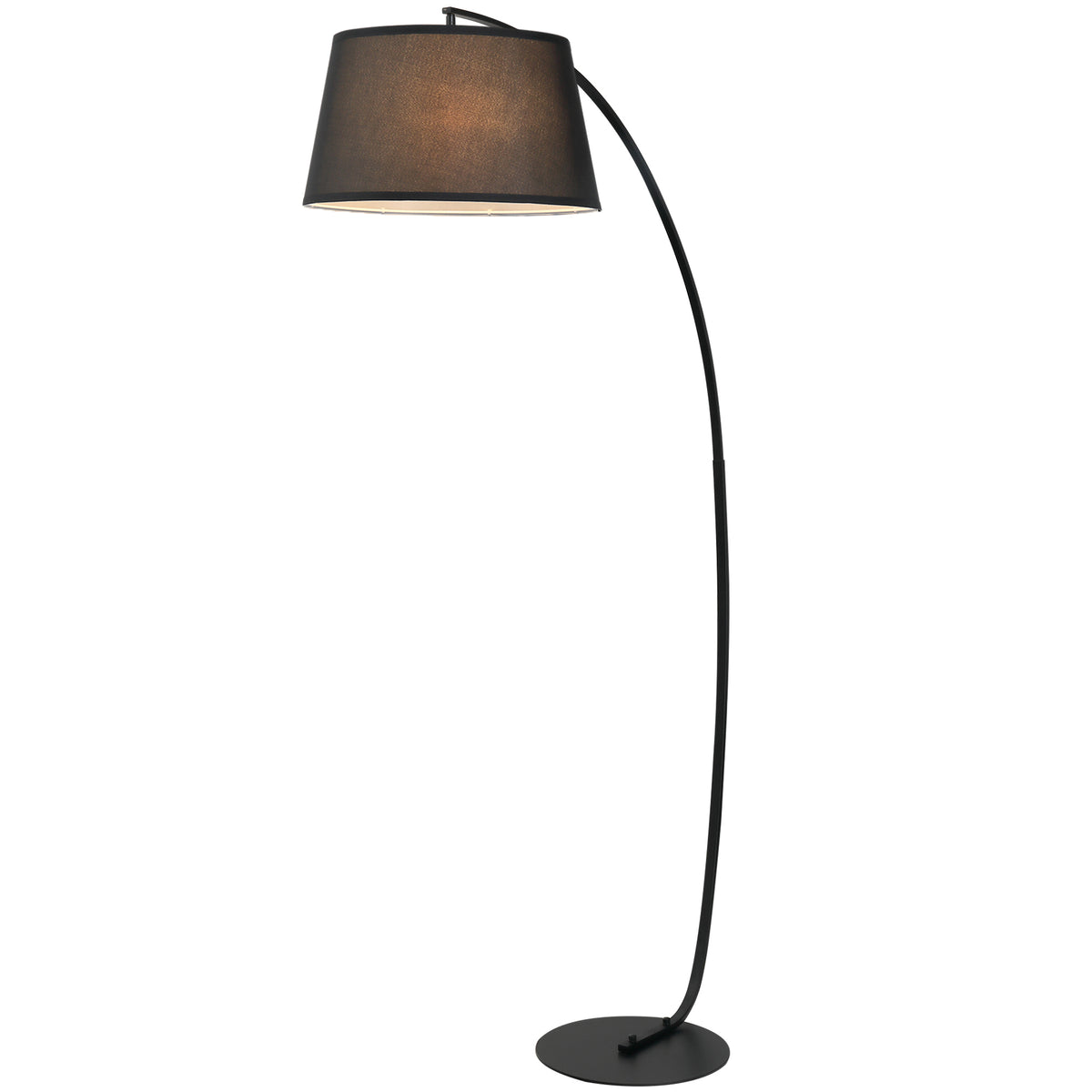 Lampe Lampadaire à Arc Salon Courbée - Lampe Arceau Moderne en Métal - Lampadaire sur Pied, Métal et Lin, Noir Aosom