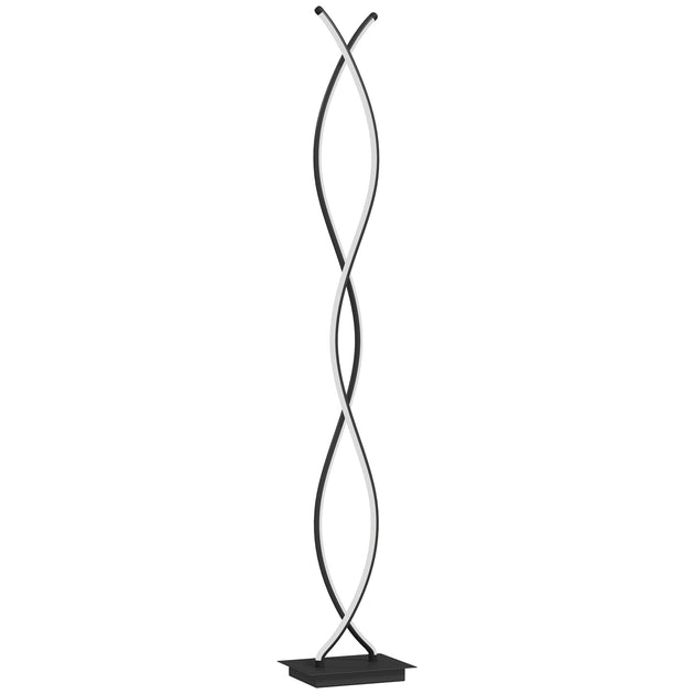 Lampadaire sur pied salon, lampe salon 3 niveaux de luminosité réglables à double spirale avec interrupteur à pied, noir Aosom