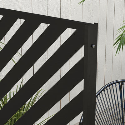Panneau brise vue décoratif paravent extérieur à motif géométrique ajouré en métal - 122 x 45 x 198 cm, noir