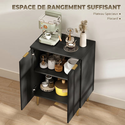 Buffet Cuisine, Meuble de Rangement avec 2 Portes, Étagère Réglable, Pieds Métalliques Surélevés, 60 x 40 x 80 cm, Noir