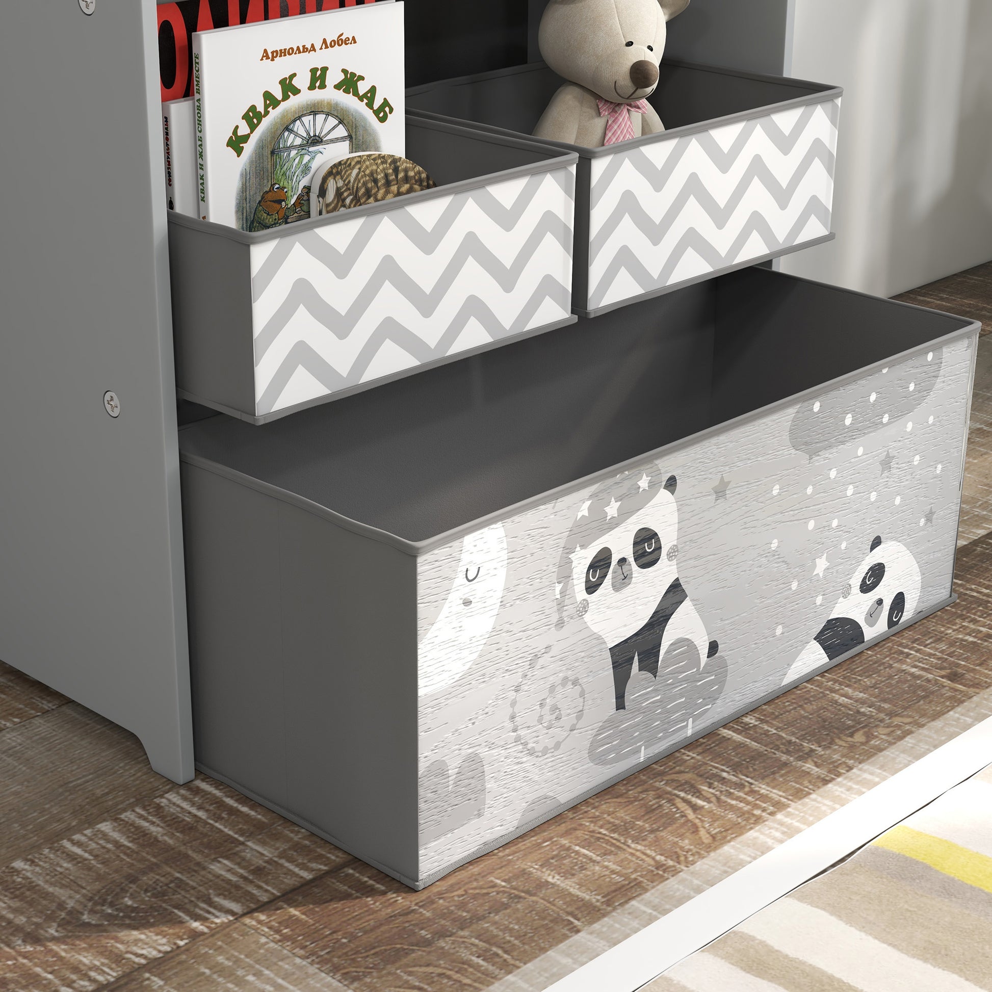 Meuble rangement enfant rangement jouet enfant 6 boîtes amovibles en tissu non tissé 63 x 30 x 66 cm gris