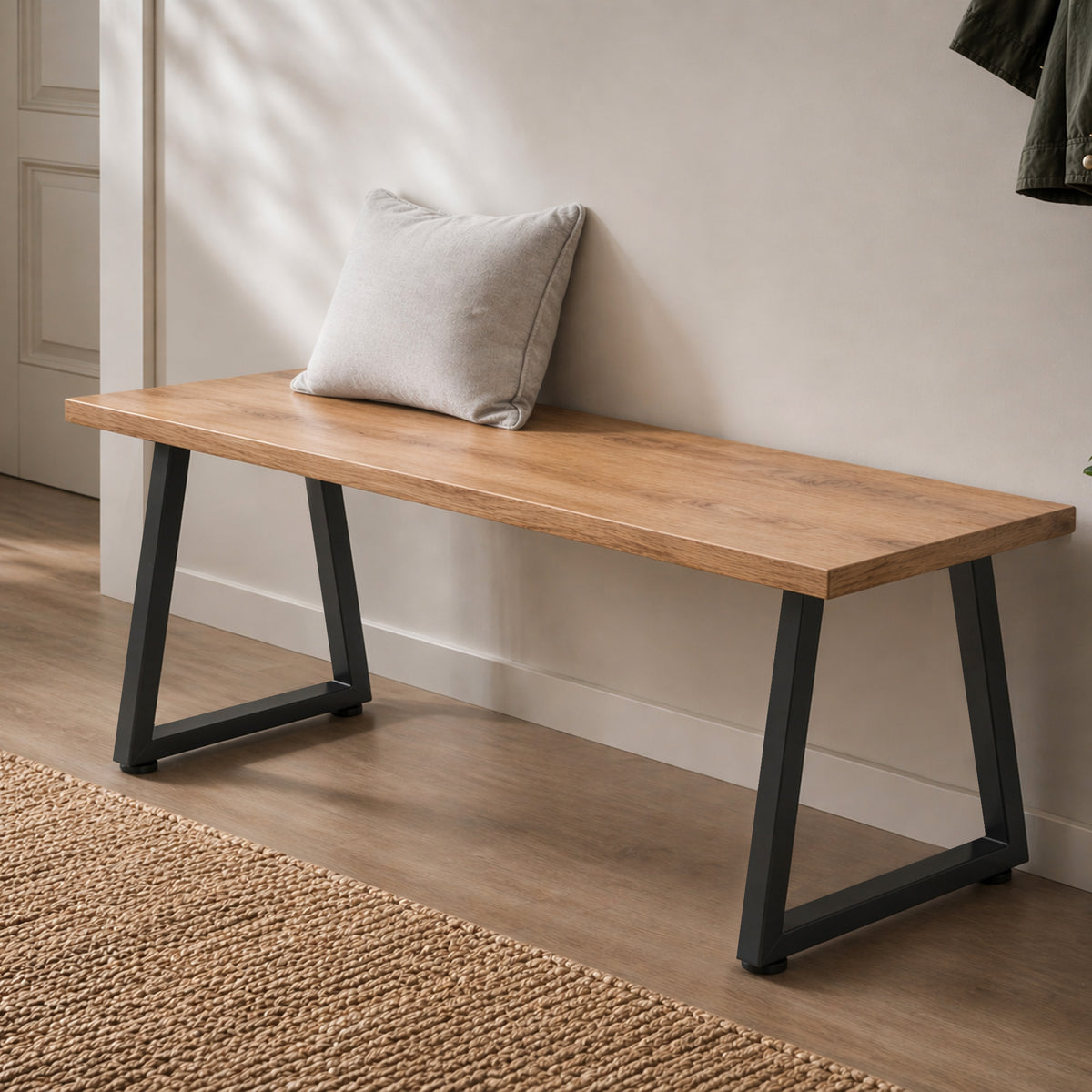 Pieds de table en acier, 60 x 43 cm, lot de 2 pieds de bureau trapezoïdes avec patins réglables et vis, noir