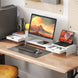 Rehausseur écran PC bureau support d'écran d'ordinateur de 60-116 cm avec 2 tiroirs, longueur et angle réglables Aosom