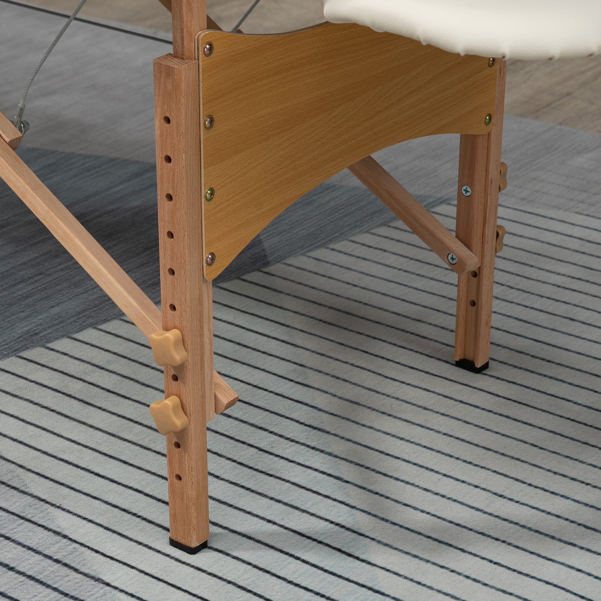 Lit/Table de Massage cosmetique Pliable en Bois 2 Zones crème