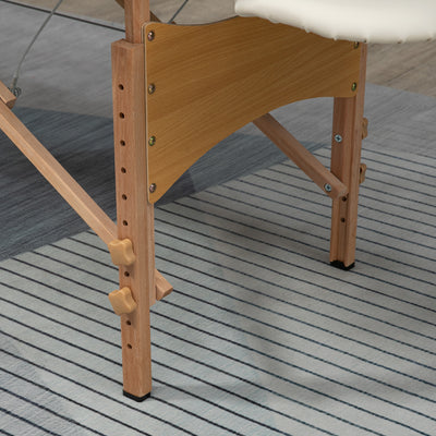 Lit/Table de Massage cosmetique Pliable en Bois 2 Zones crème