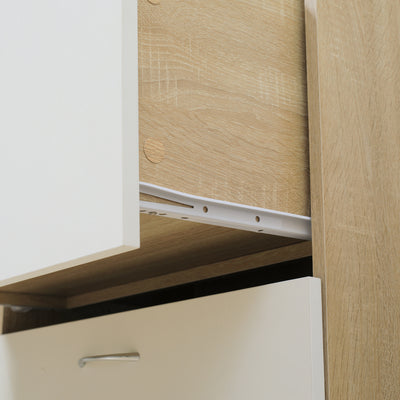 Buffet de cuisine armoire de cuisine multi-rangements 2 tiroirs 1 placard + grand plateau 60 x 38 x 168 cm MDF blanc