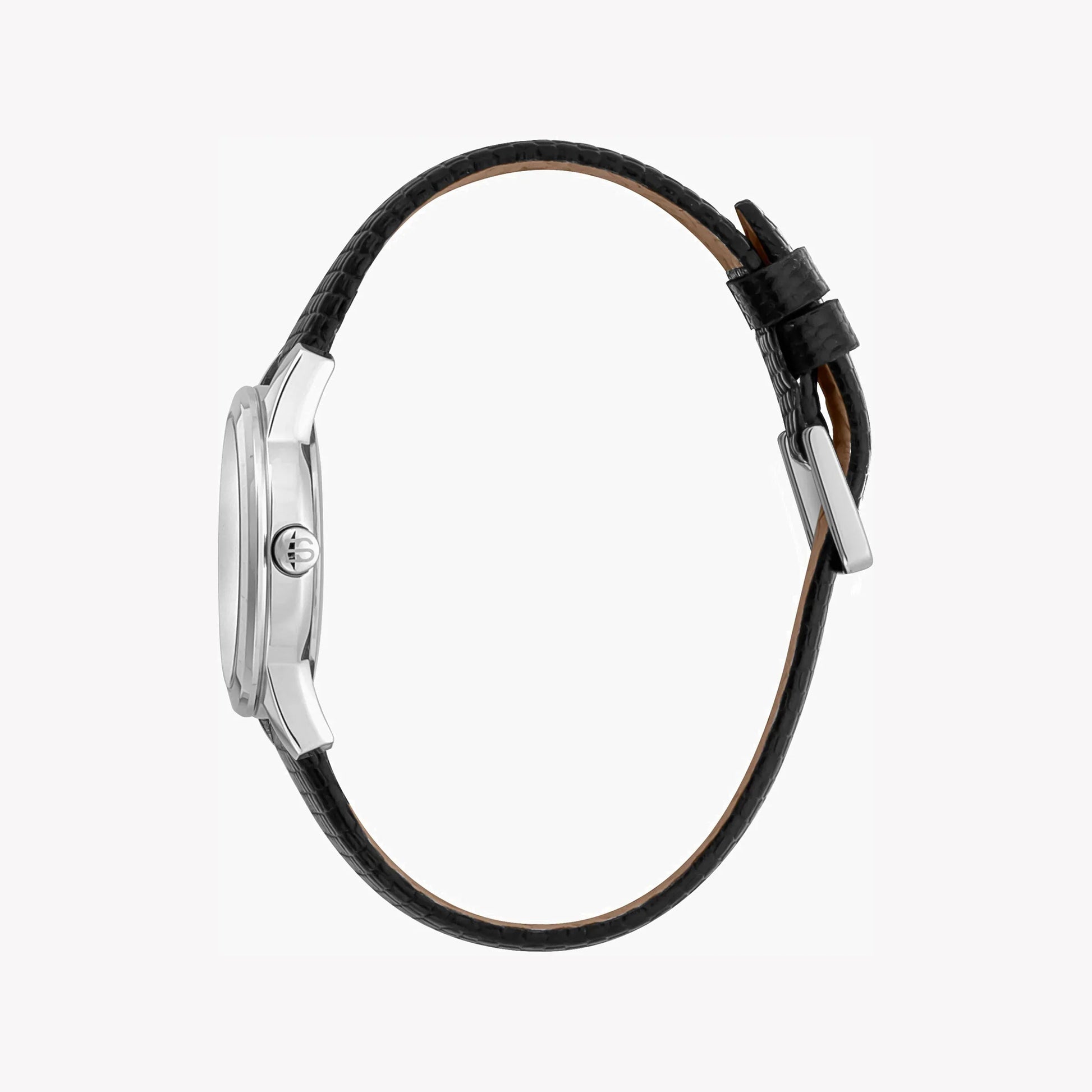 Esprit Women's Black Leather Watch, Silver Dial | ES1L239L1015