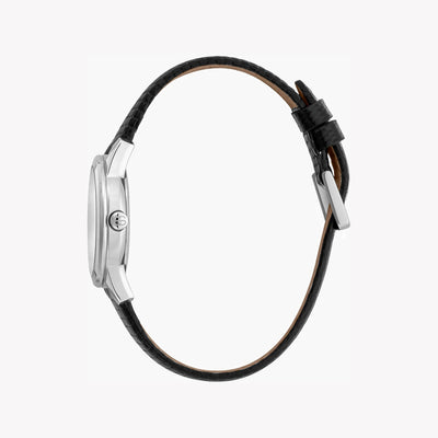 Esprit Women's Black Leather Watch, Silver Dial | ES1L239L1015