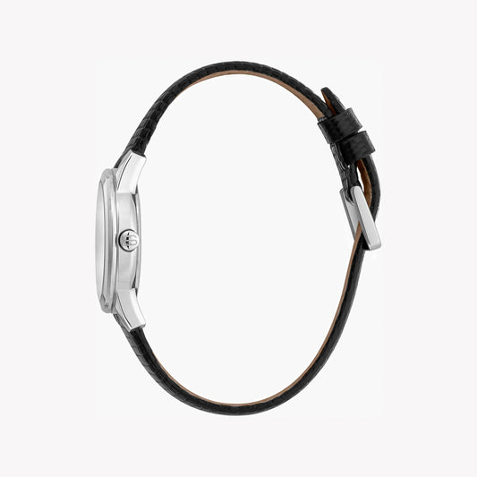 Esprit Women's Black Leather Watch, Silver Dial | ES1L239L1015