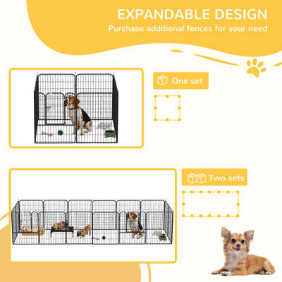 Luxe parc enclos modulable acier époxy porte verrouillable pour chiens, lapins, rongeurs, petits animaux, intérieur et extérieur 80 x 100 cm noir