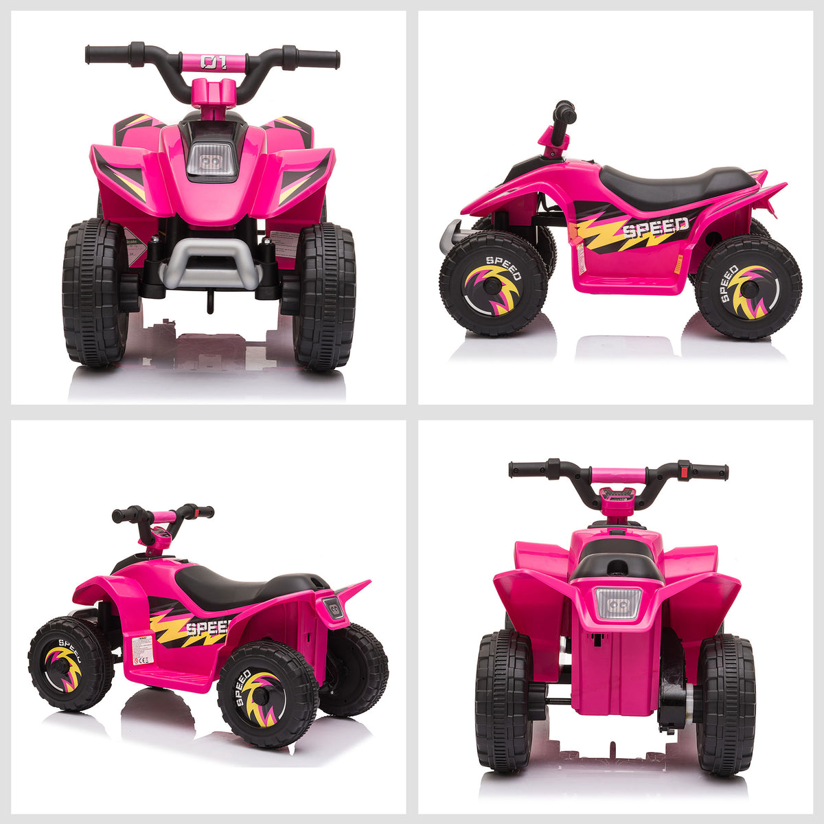 Quad électrique pour enfants 18-36 mois véhicule à batterie 6V avec marche avant et arrière 72 x 40 x 45,5 cm rose