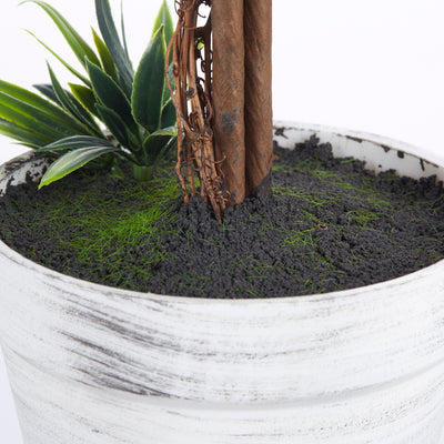 Lot de 2 plantes Artificielles avec fleurs de lavande, tronc et pot inclus - hauteur 60 cm vert