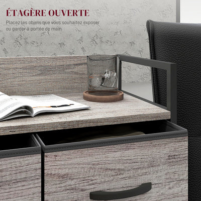 Meuble de rangement style industriel commode 4 tiroirs en tissu pliables et amovibles et 1 étagère 60 x 29 x 85 cm gris