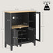 Meuble armoire micro-ondes pour cuisine avec 1 niche, 3 portes passe-câbles 80 x 35 x 97 cm noir et aspect bois Aosom