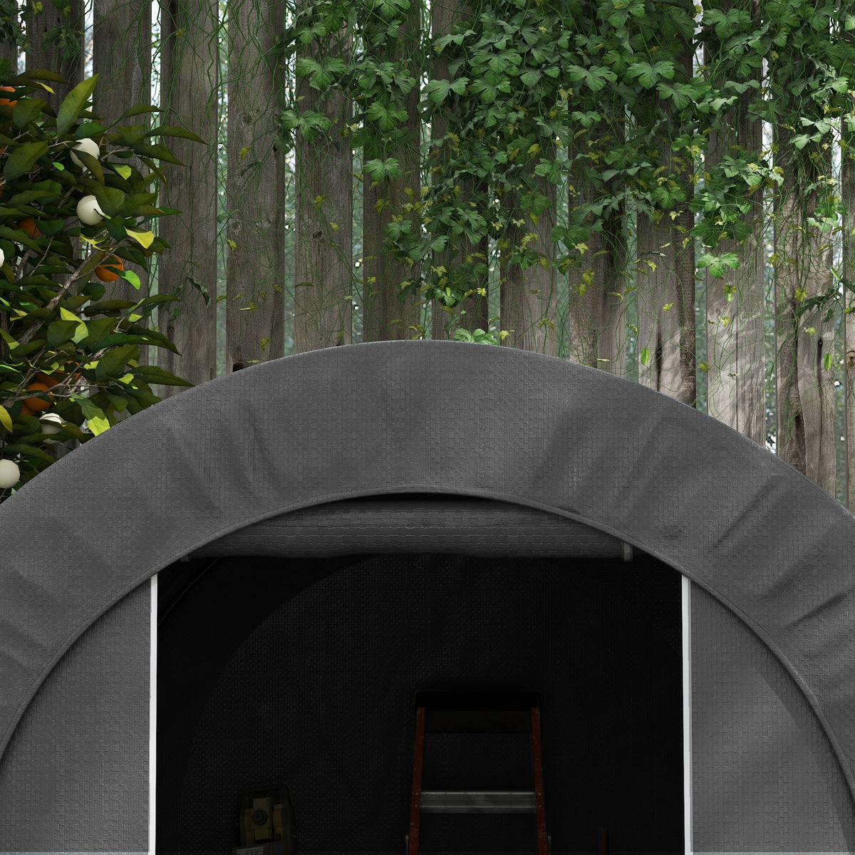 Abri de jardin tente de rangement extérieur abri de vélo garage pour vélo bâche en PE métal 2,4 x 1,8 x 1,9 m gris foncé