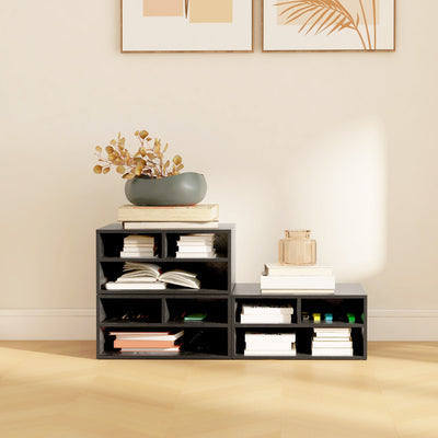 Organiseur bureau aspect noir avec 3 compartiments fournitures support d'imprimante 47 x 40 x 22,5 cm