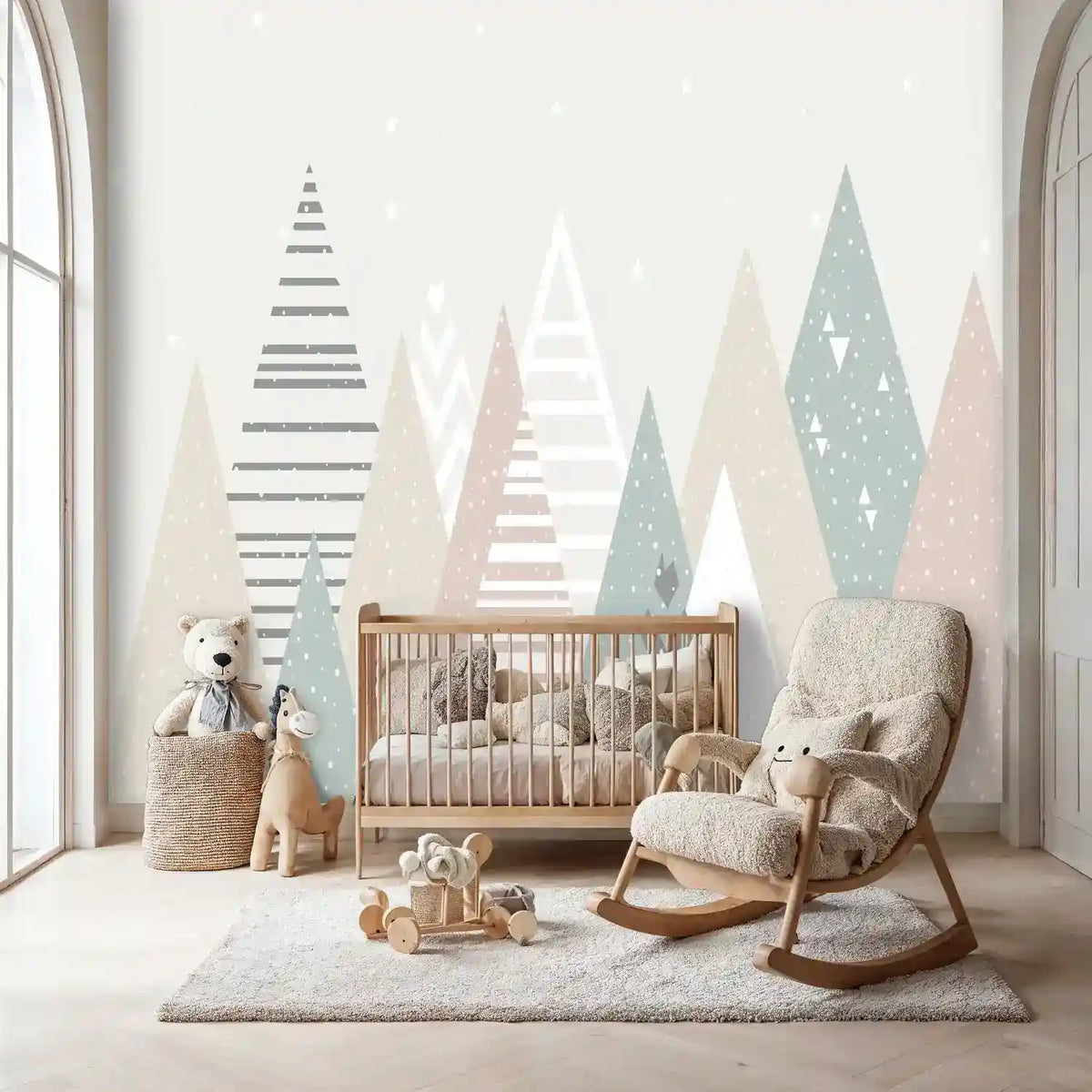 Scandinavian Snowy Forest Kids Wallpaper
