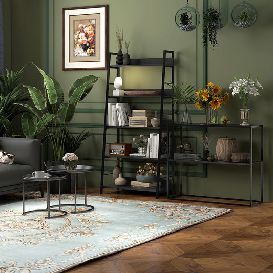 Table console table d'appoint d'entrée minimaliste industrielle 2 étagères 90 x 30 x 75 cm acier noir